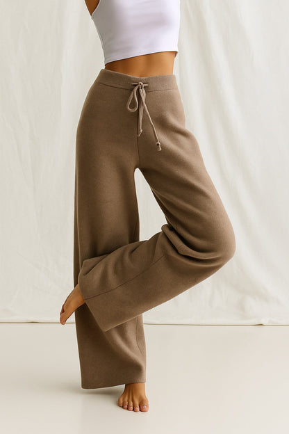 Pantalón Palazzo Mujer de Punto Cintura Elástica