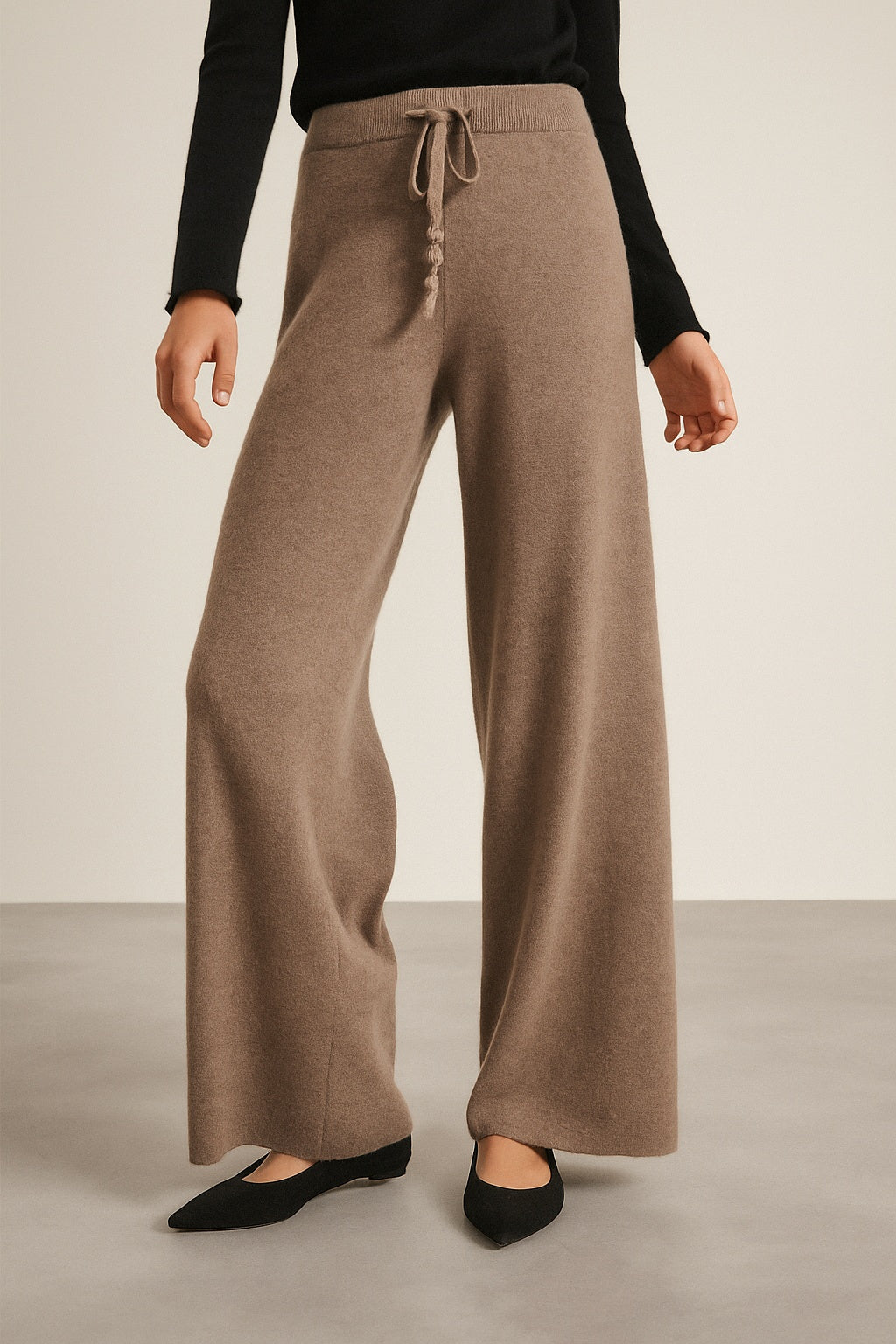Pantalón Palazzo Mujer de Punto Cintura Elástica