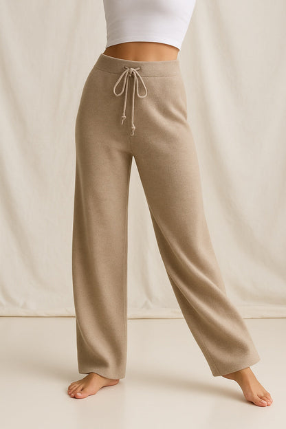 Pantalón Palazzo Mujer de Punto Cintura Elástica