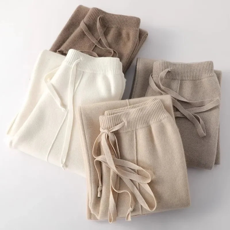 Pantalón Palazzo Mujer de Punto Cintura Elástica