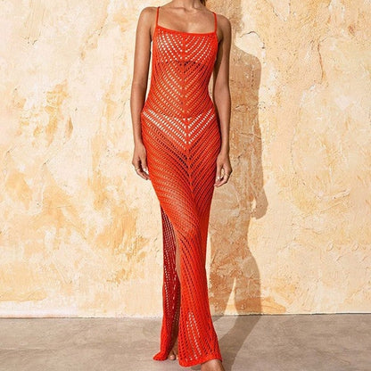 Vestido Largo Mujer de Ganchillo Tirantes Espagueti