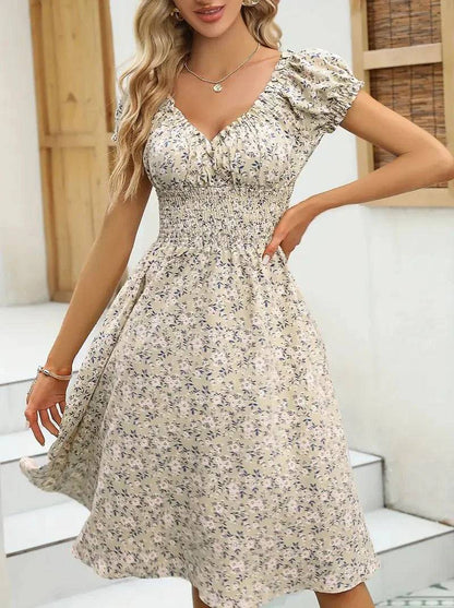 Vestido mujer veraniego fruncido diseño romántico favorecedor