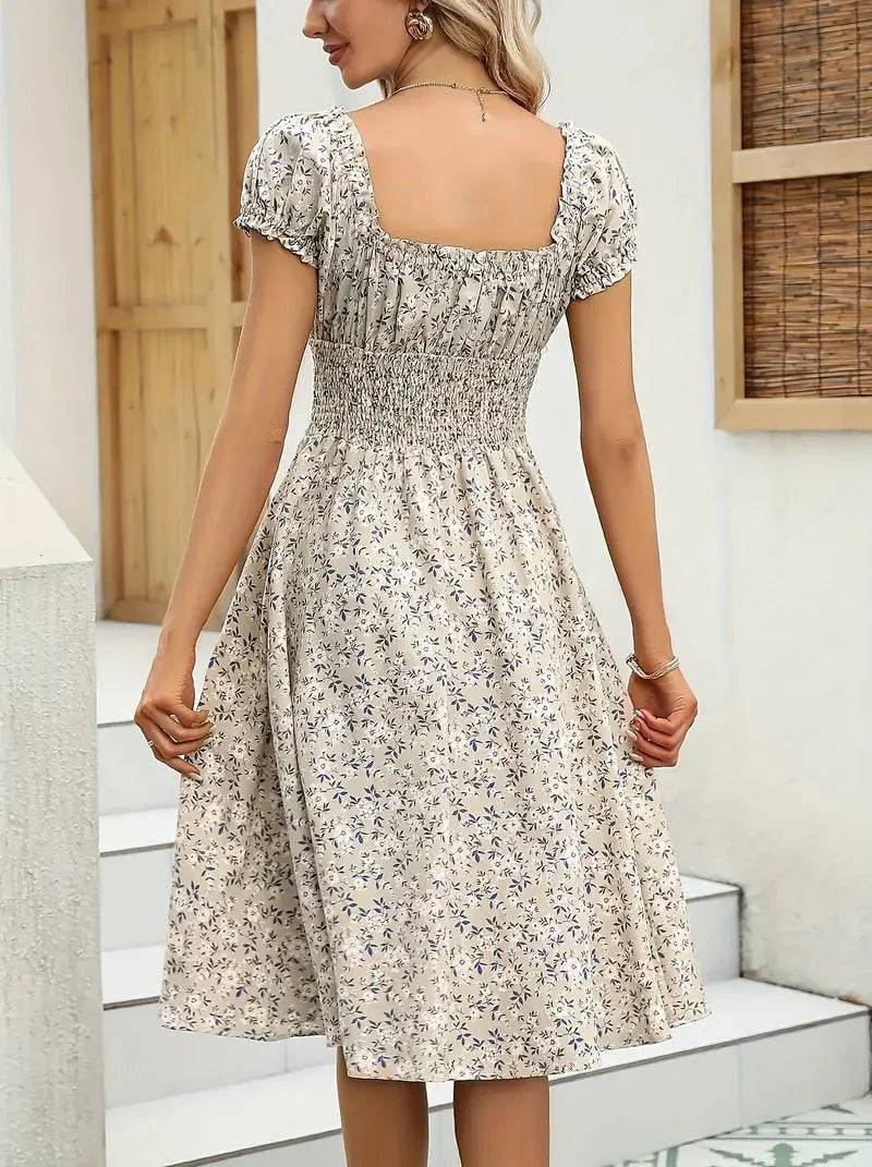 Vestido mujer veraniego fruncido diseño romántico favorecedor