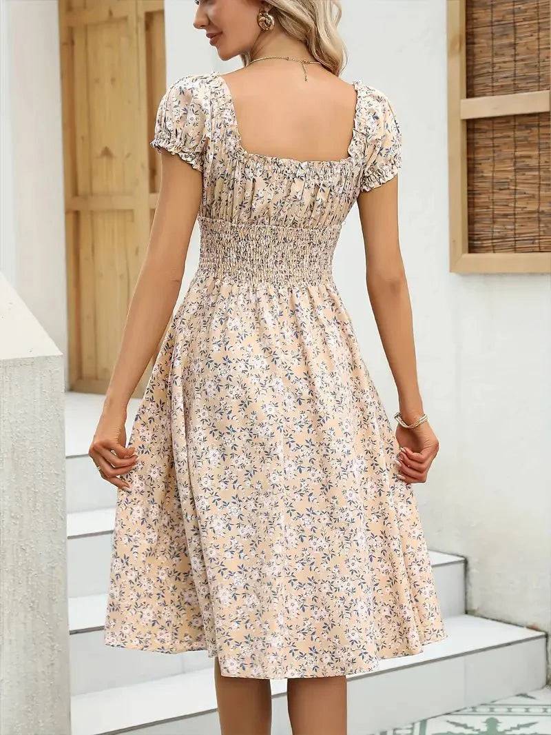 Vestido mujer veraniego fruncido diseño romántico favorecedor