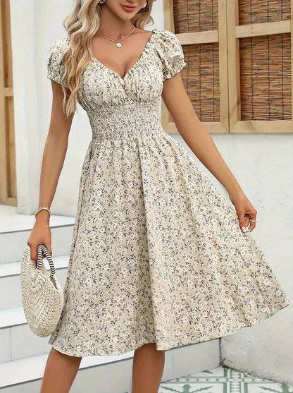 Vestido mujer veraniego fruncido diseño romántico favorecedor