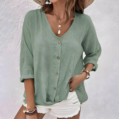 Blusa Mujer de Botones Tela Suelta Estilo Casual - Mavetta