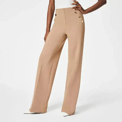 Pantalón Mujer Elástico Tiro Alto Botones