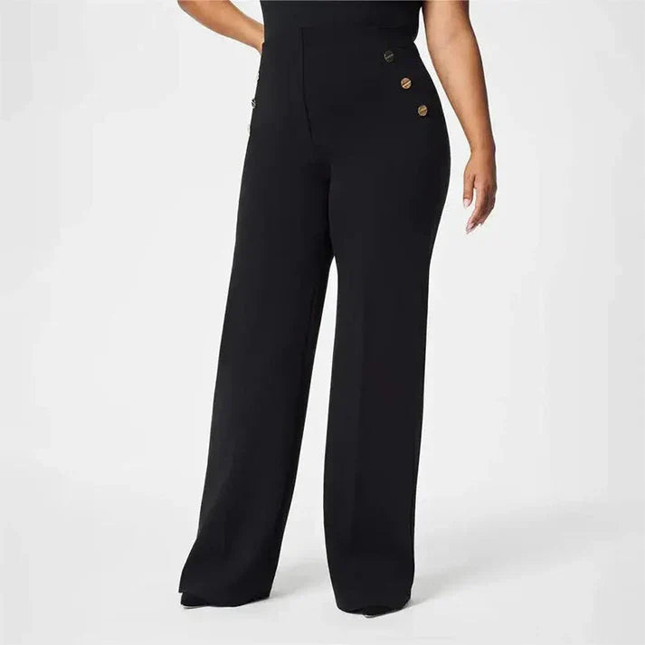 Pantalón Mujer Elástico Tiro Alto Botones
