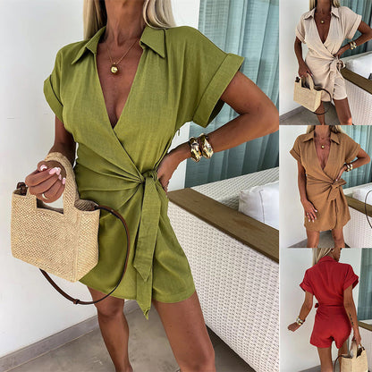 Mono corto Mujer con escote en V y espalda cruzada