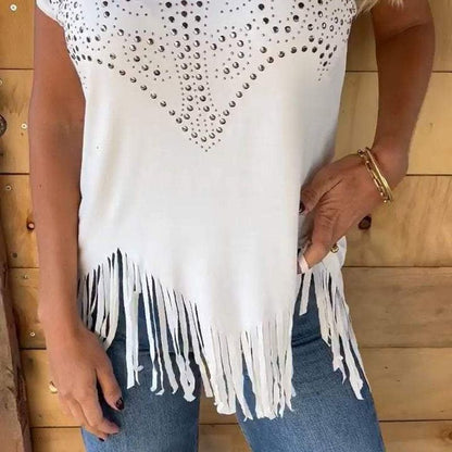 corto Mujer con flecos y estilo bohemio