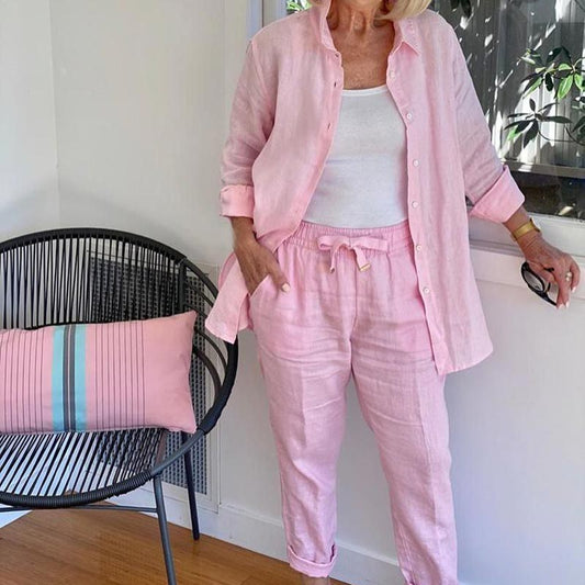 Conjunto Mujer dos Piezas Camisa y Pantalón con Cordón - Mavetta