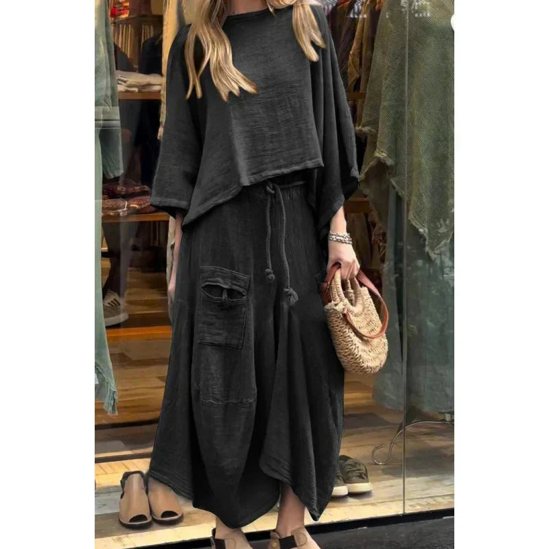 Conjunto Mujer de Dos Piezas Suelto y Falda Midi Comodo