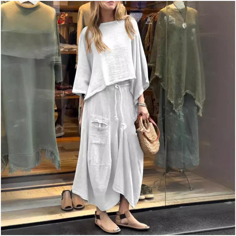 Conjunto Mujer de Dos Piezas Suelto y Falda Midi Comodo - Mavetta