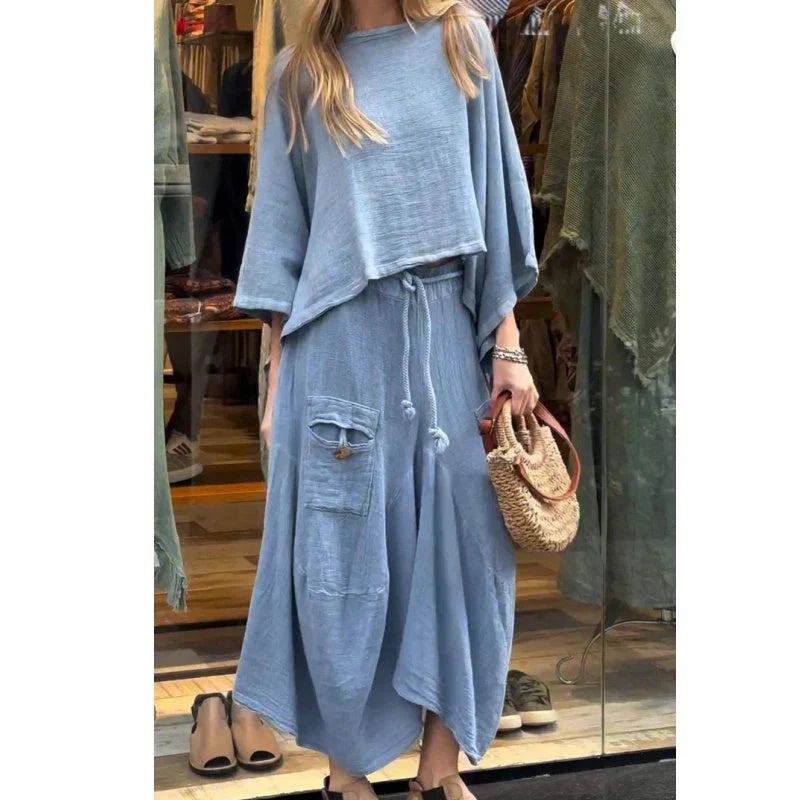 Conjunto Mujer de Dos Piezas Suelto y Falda Midi Comodo