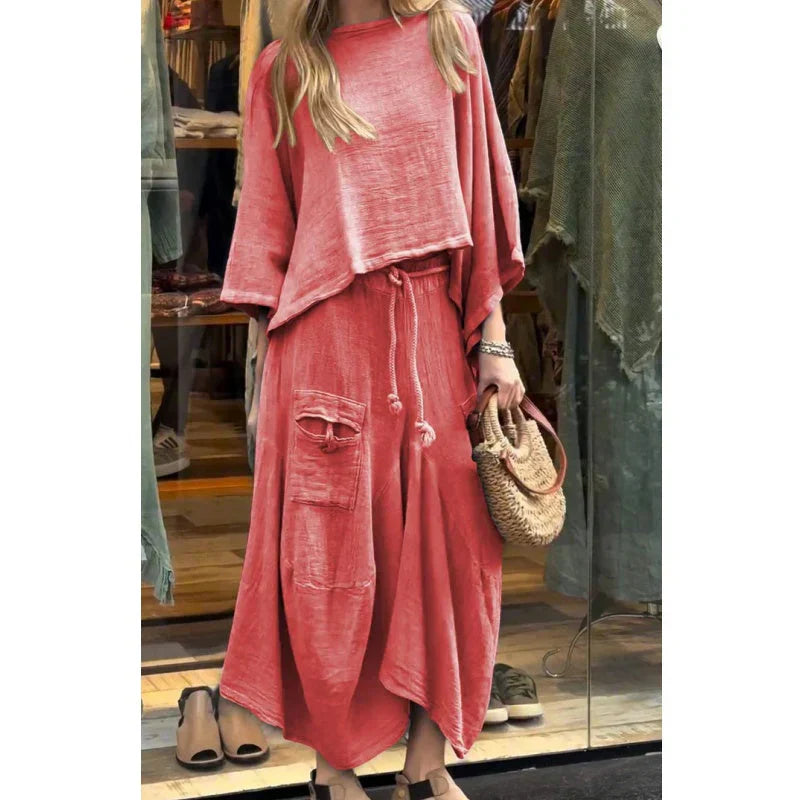 Conjunto Mujer de Dos Piezas Suelto y Falda Midi Comodo