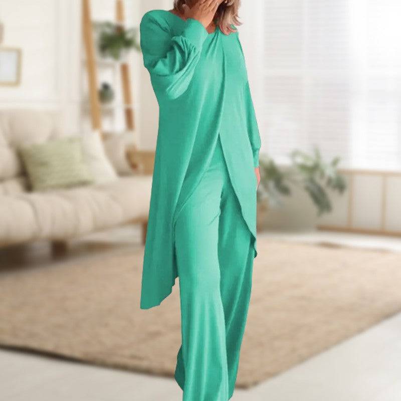 Conjunto Mujer de Dos Piezas Túnica y Pantalón Ancho