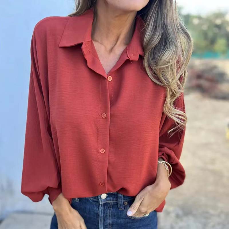 Blusa Mujer Fluida Manga Larga Escote Elegante