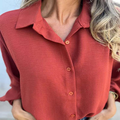 Blusa Mujer Fluida Manga Larga Escote Elegante