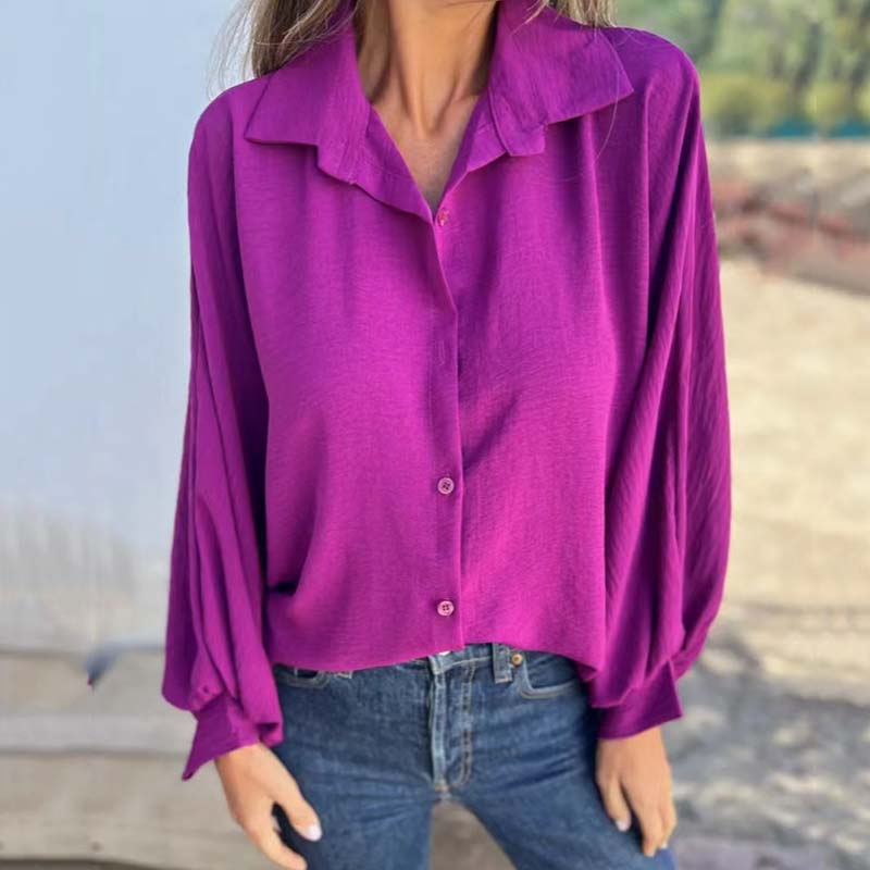 Blusa Mujer Fluida Manga Larga Escote Elegante