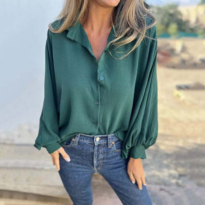 Blusa Mujer Fluida Manga Larga Escote Elegante