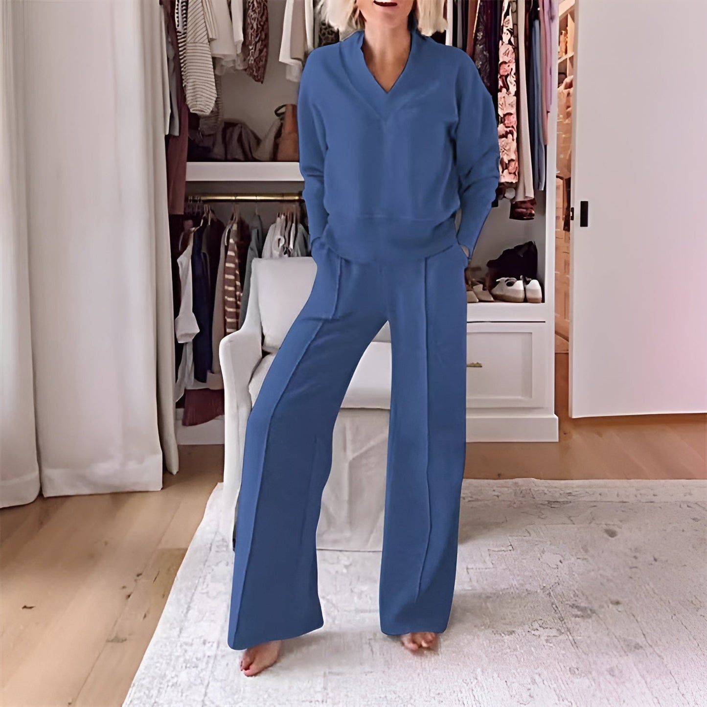 Conjunto Mujer Casual y Pantalón Ancho