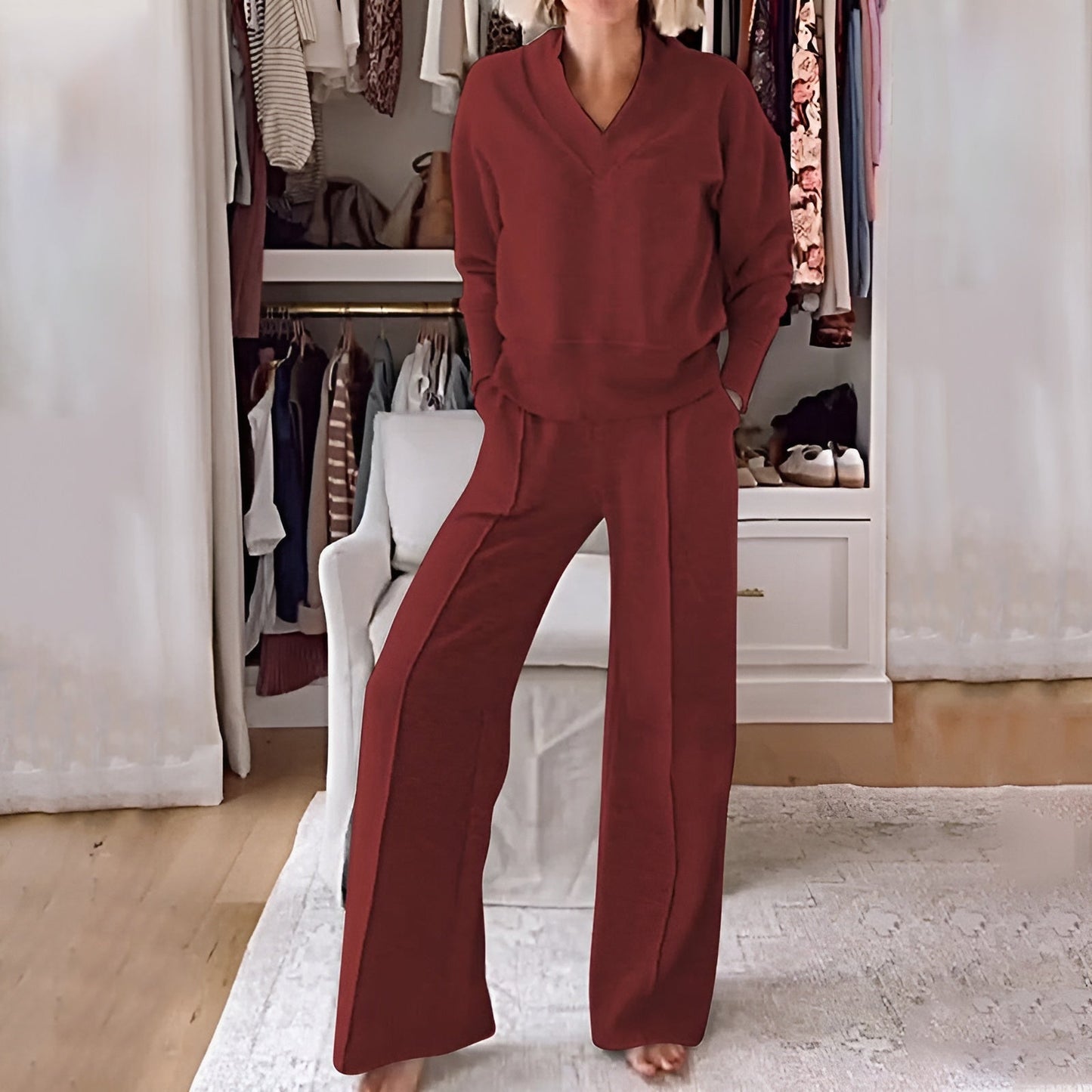 Conjunto Mujer Casual y Pantalón Ancho