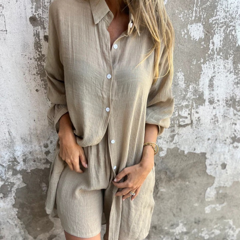 Conjunto Mujer de Camisa y Pantalón Botones Ajuste Clásico - Mavetta