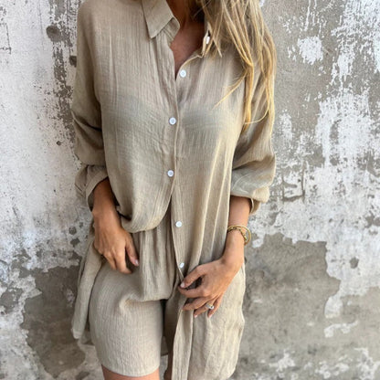 Conjunto Mujer de Camisa y Pantalón Botones Ajuste Clásico - Mavetta