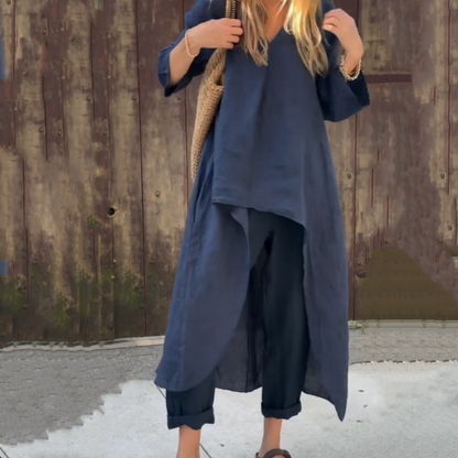 Conjunto Mujer de Verano Sin Mangas y Pantalón Fluido