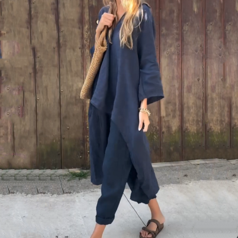 Conjunto Mujer de Verano Sin Mangas y Pantalón Fluido