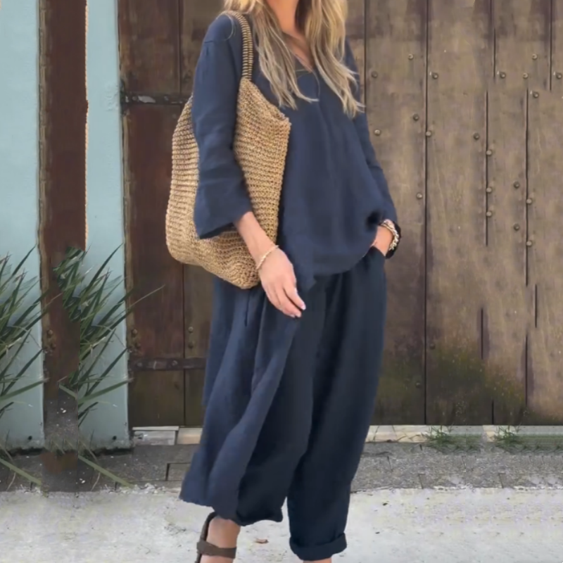 Conjunto Mujer de Verano Sin Mangas y Pantalón Fluido