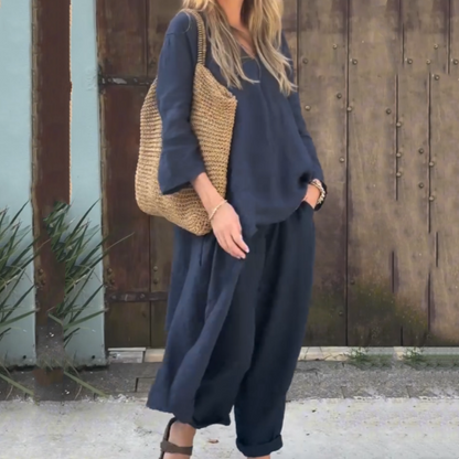 Conjunto Mujer de Verano Sin Mangas y Pantalón Fluido
