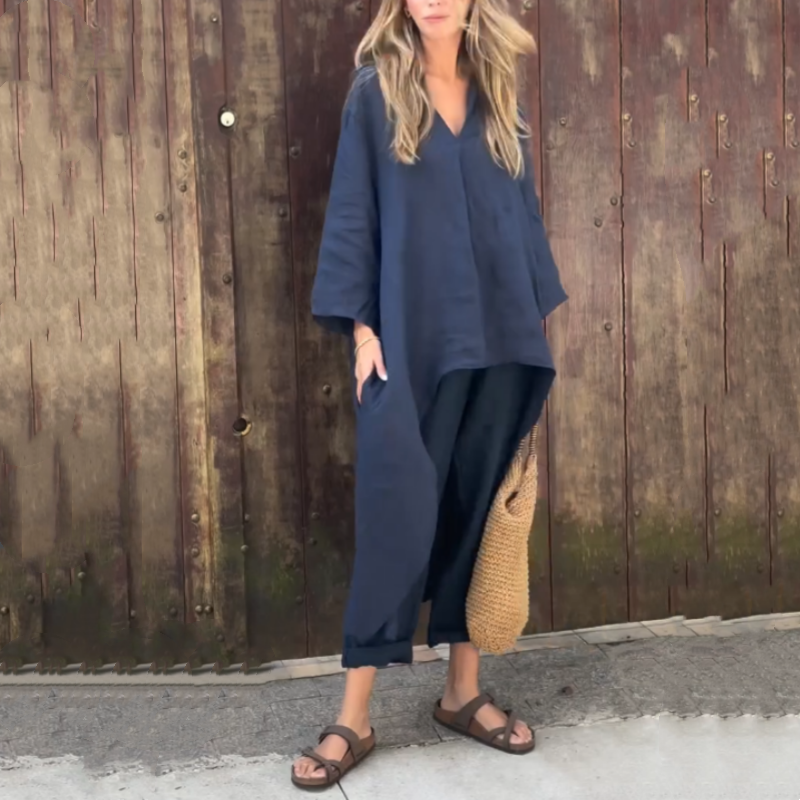 Conjunto Mujer de Verano Sin Mangas y Pantalón Fluido