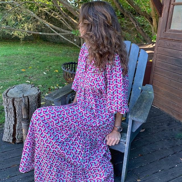 Vestido maxi mujer estilo bohemio cuello en V