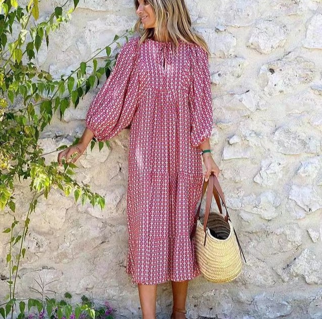 Vestido maxi mujer estilo bohemio cuello en V