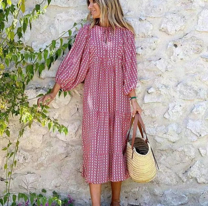 Vestido maxi mujer estilo bohemio cuello en V