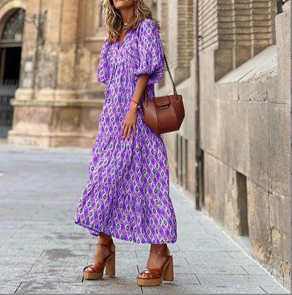 Vestido maxi mujer estilo bohemio cuello en V