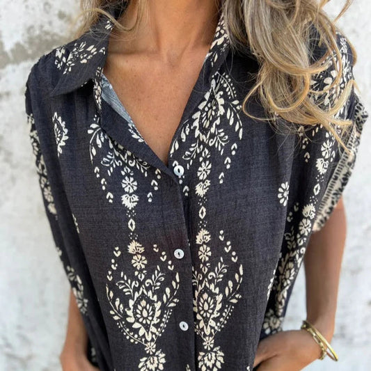 Vestido Mujer Estampado Cuello Camisero Corte Clasico - Mavetta
