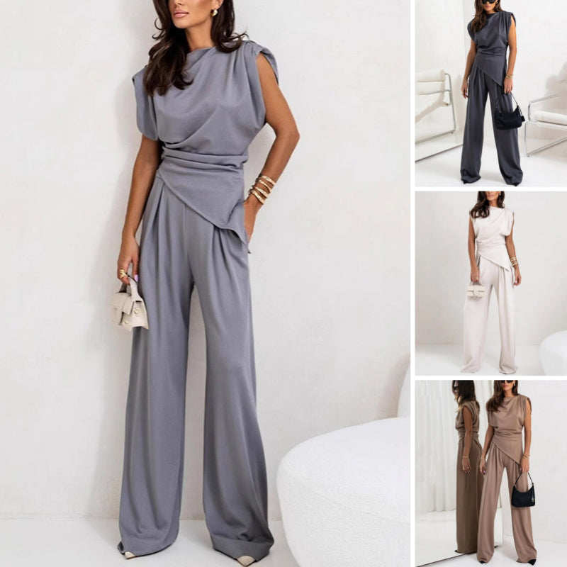 Vestido Mujer de Tela Fluida Drapeado Elegante