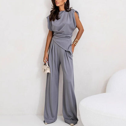 Vestido Mujer de Tela Fluida Drapeado Elegante