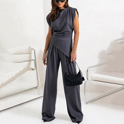 Vestido Mujer de Tela Fluida Drapeado Elegante