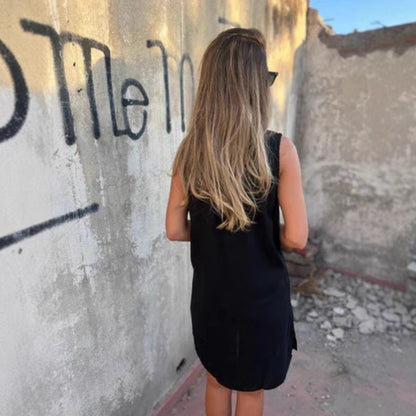 Vestido verano Mujer efecto lino corte suelto