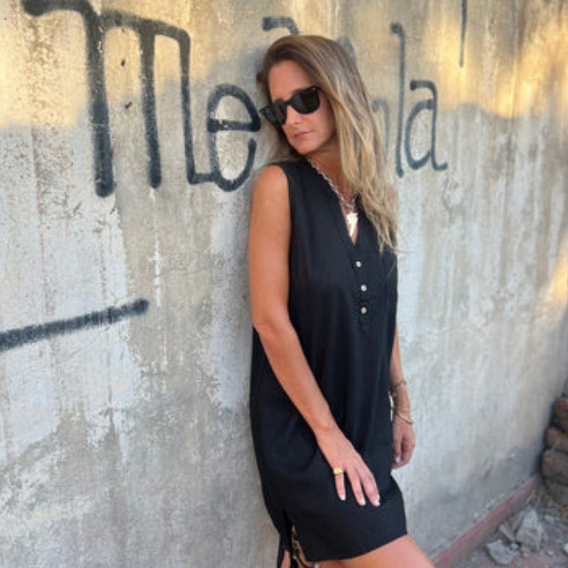 Vestido verano Mujer efecto lino corte suelto