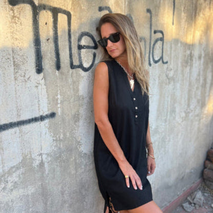 Vestido verano Mujer efecto lino corte suelto