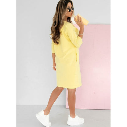 Vestido midi mujer Cuello redondo Corte elegante