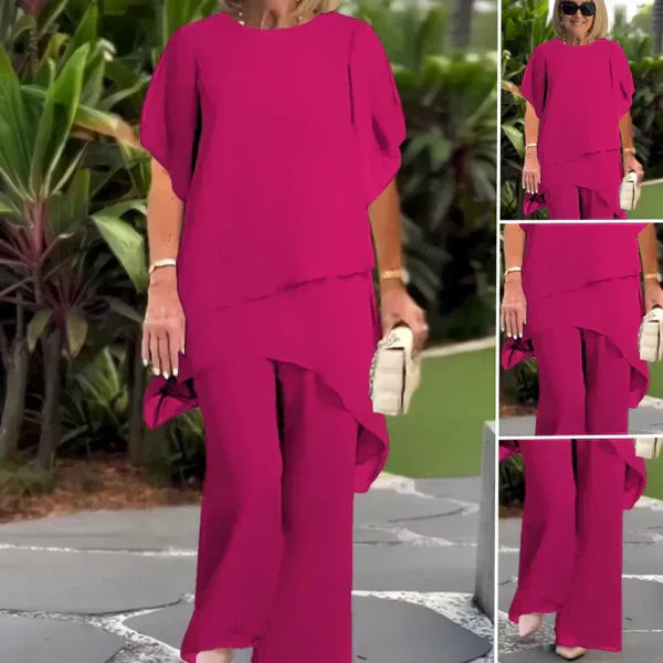 Conjunto Mujer Asimétrico y Pantalón Ancho