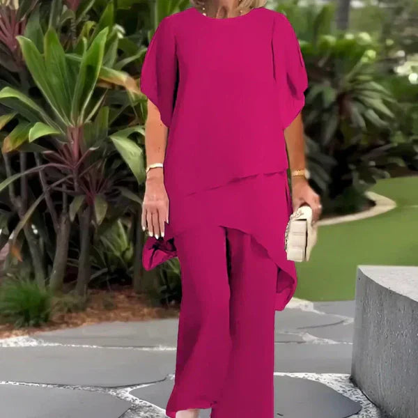 Conjunto Mujer Asimétrico y Pantalón Ancho