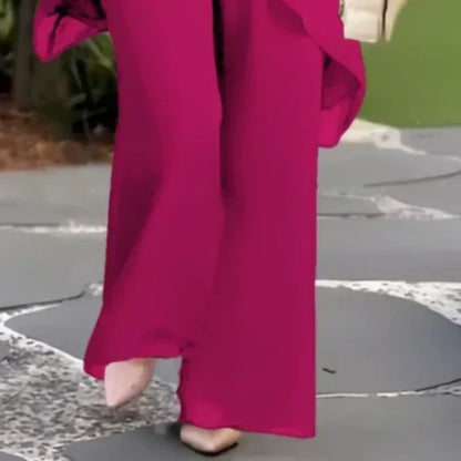 Conjunto Mujer Asimétrico y Pantalón Ancho