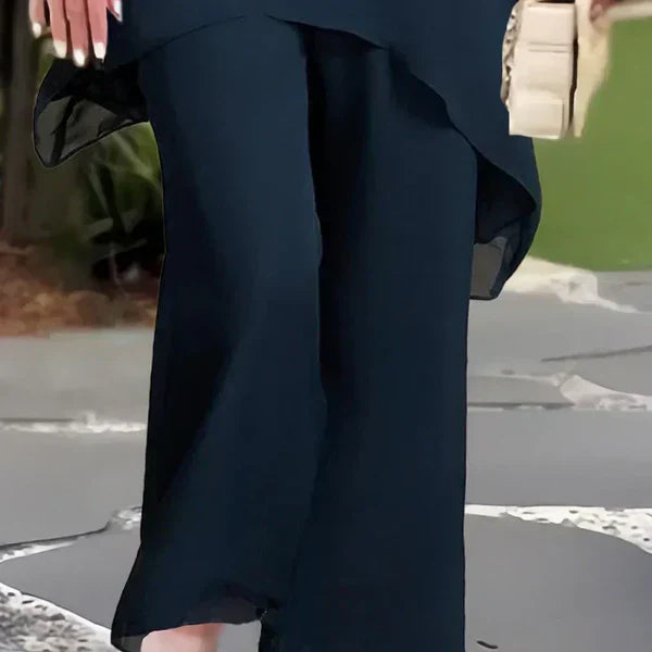 Conjunto Mujer Asimétrico y Pantalón Ancho