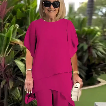 Conjunto Mujer Asimétrico y Pantalón Ancho